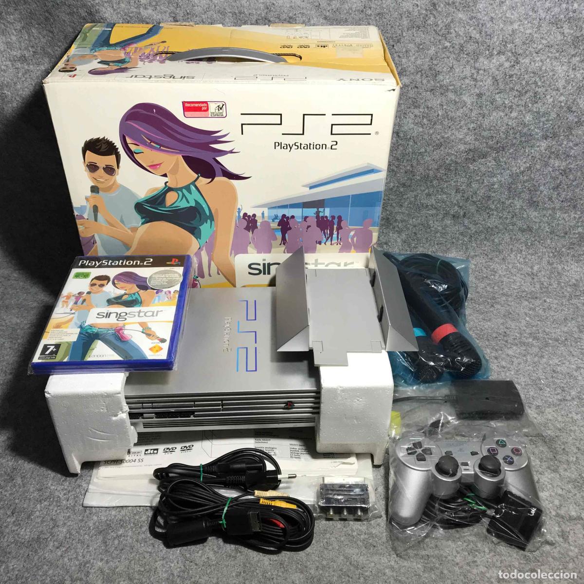 Videojuegos y consolas: CONSOLA SONY PLAYSTATION 2 SILVER SCPH 50004 SINGSTAR PACK PS2