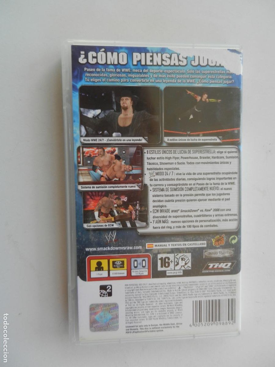 Videojuegos y consolas: SMACK DOWN VS RAW -2008- PSP VIDEOJUEGO - Foto 3