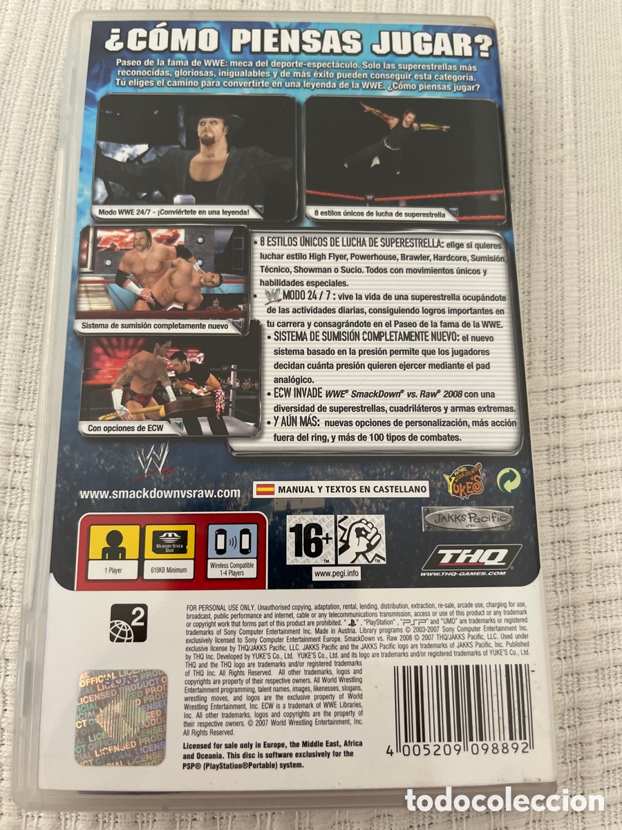 Videojuegos y consolas: Smackdown VS Raw 2008. PSP - Foto 7