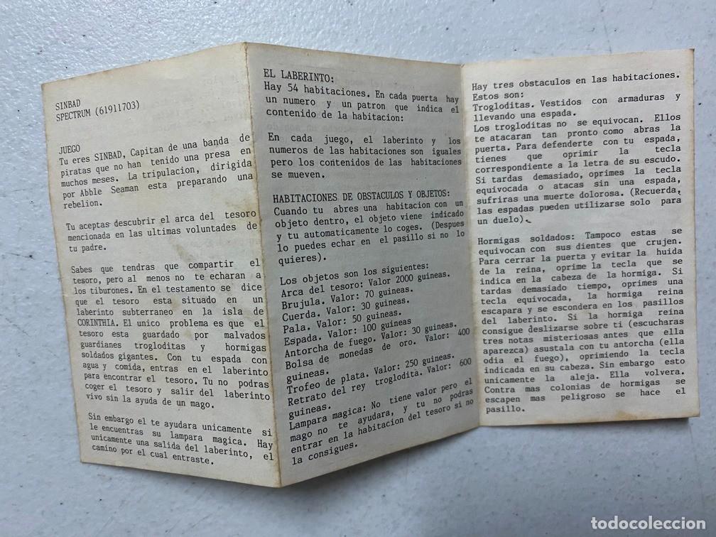 Videojuegos y consolas: SINBAD - VIDEOJUEGO SPECTRUM - Foto 4