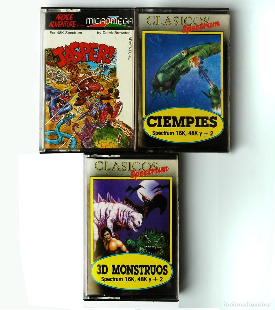 Videojogos e Consolas: LOTE 3 CINTAS JUEGOS VIDEOJUEGOS CONSOLA ORDENADOR SPECTRUM JASPER 3D + MONSTRUOS + CIEMPIES VINTAGE