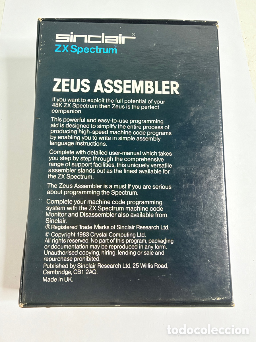 Videojuegos y consolas: Zeus Assembler Sinclair ZX Spectrum Crystal Computing Software - Foto 3