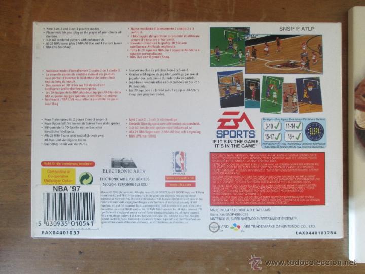 Videojuegos y consolas: Caja e instrucciones NBA LIVE 97. Super Nintendo. Versi&oacute;n PAL. EA Sport - Foto 2