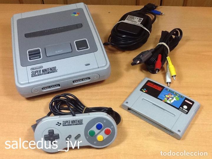 Videojuegos y Consolas: Lote Consola Super Nintendo SNES PAL Completa con cable AV + juego Mario World en Buen Estado - Foto 1 - 200089461