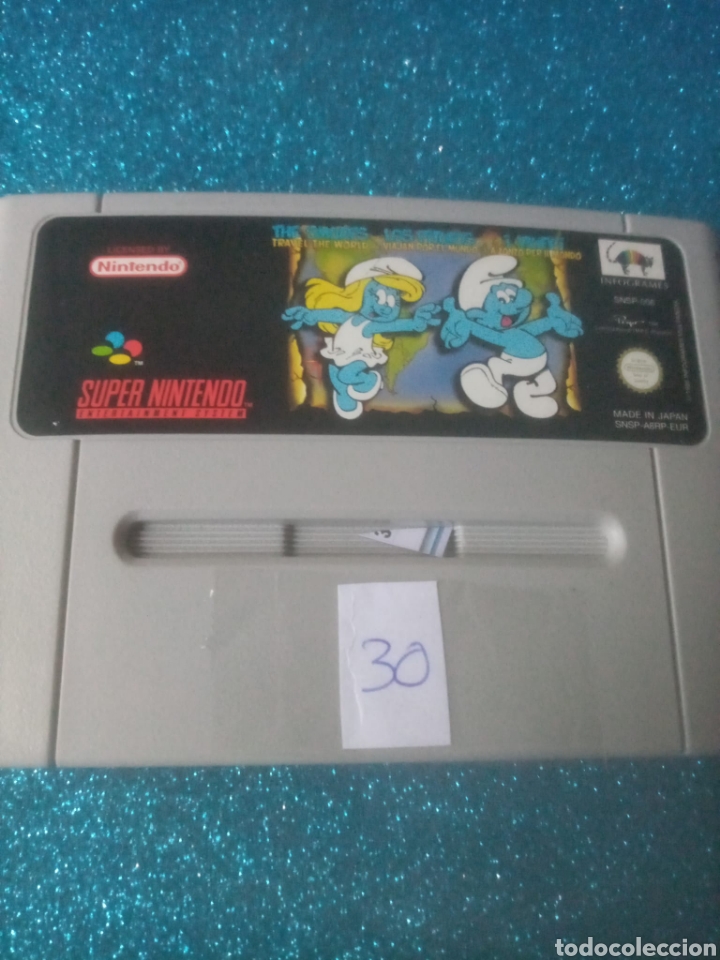 Videojuegos y consolas: Juego Super Nintendo Los pitufos - Foto 1