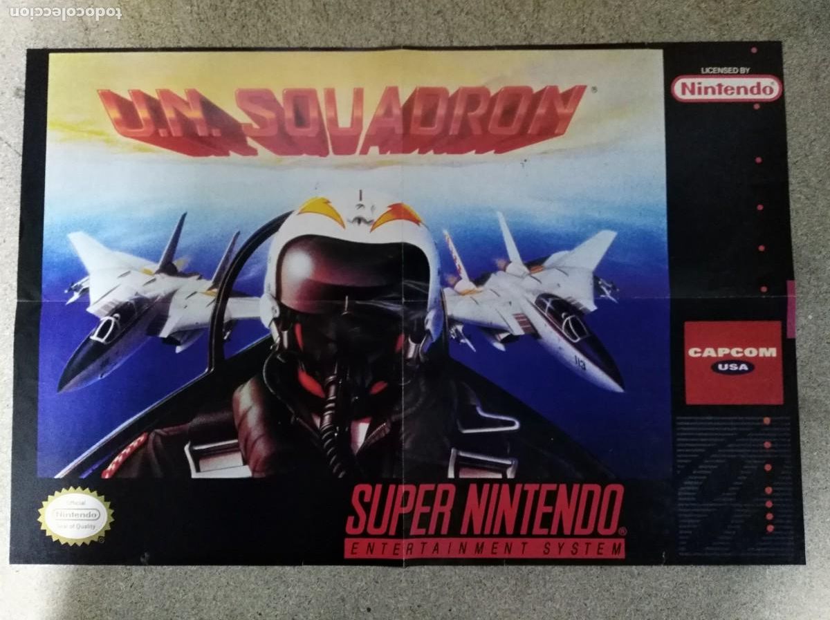 Videojuegos y consolas: Poster Super Nintendo. U.n. Squadron. - Foto 1