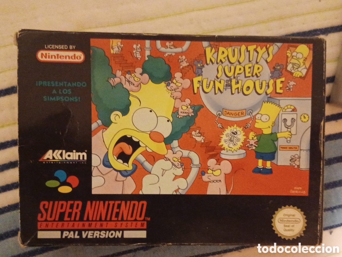 Videojuegos y Consolas: Krusty's Super Fun House SUPER NINTENDO VERSION PAL COMPLETO (CAJA, INSTRUCCIONES, PL&Aacute;STICOS)