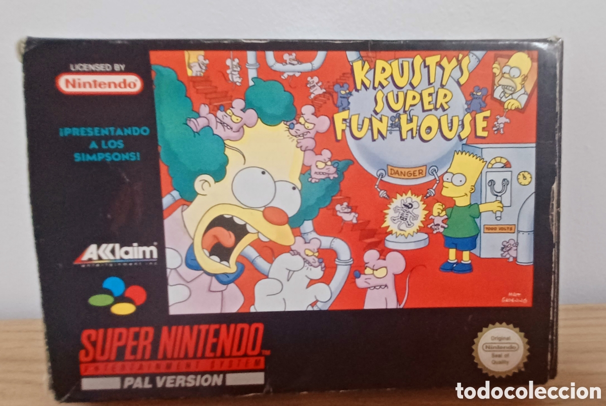 Videojuegos y Consolas: Krusty's Super Fun House SUPER NINTENDO VERSION PAL COMPLETO (CAJA, INSTRUCCIONES, PL&Aacute;STICOS)