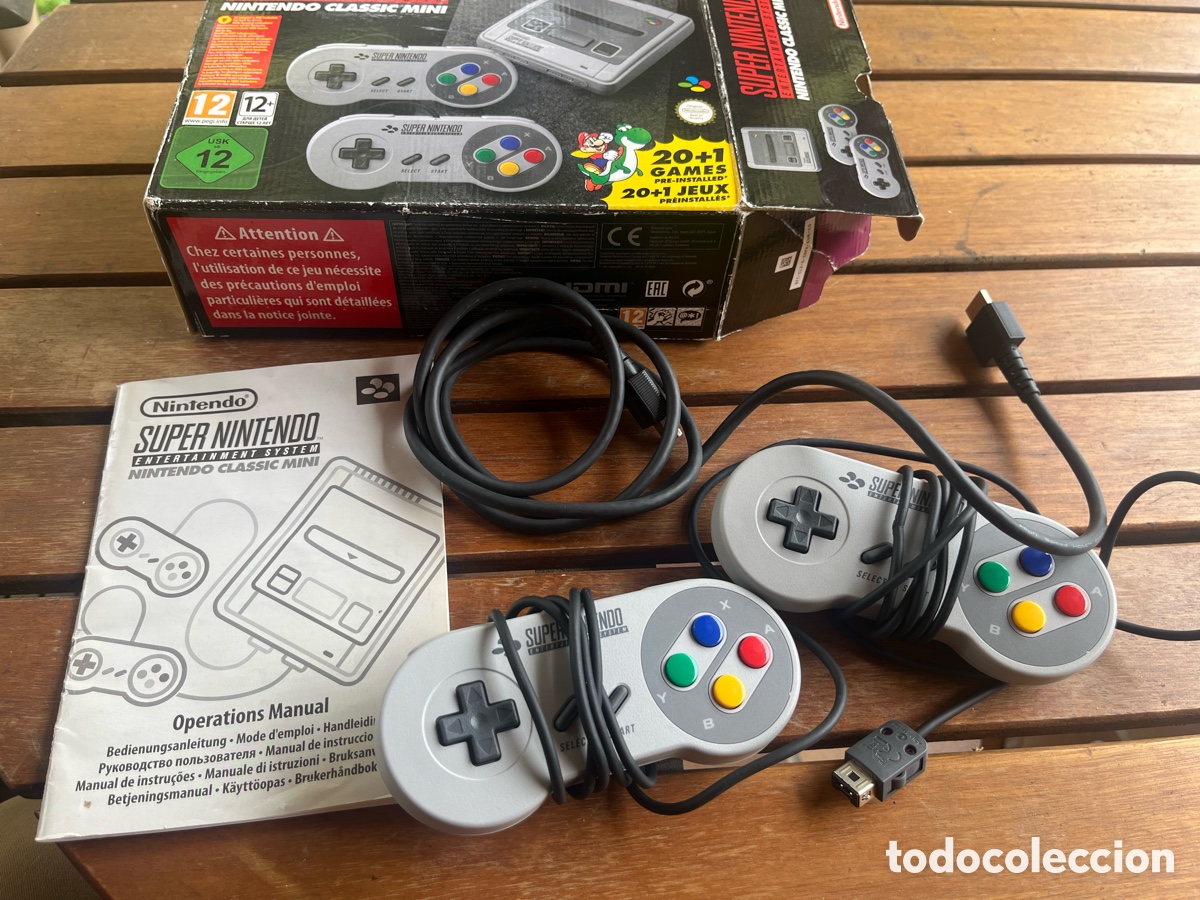 Videojuegos y Consolas: Caja + mandos + manual Super Nintendo Mini