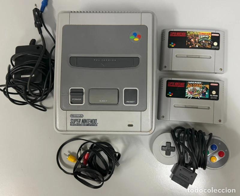 Videojuegos y Consolas: Super Nintendo Snes Pal Completa + 2 Juegos Cl&aacute;sicos &ndash; Mario All-Stars y Donkey Kong Country 2