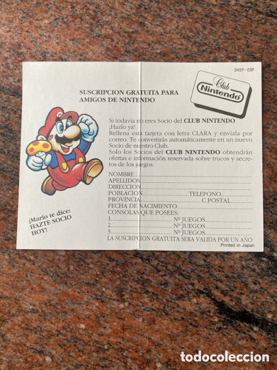 Videojuegos y Consolas: Tarjeta Club Nintendo