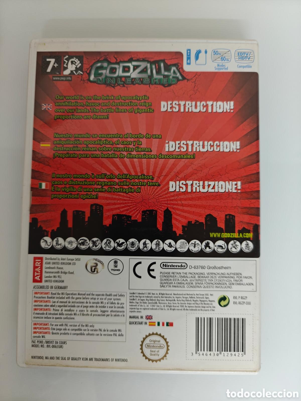 Videojuegos y consolas: Wii GODZILLA UNLEASHED ATARI NINTENDO PAL 2007 - Foto 5