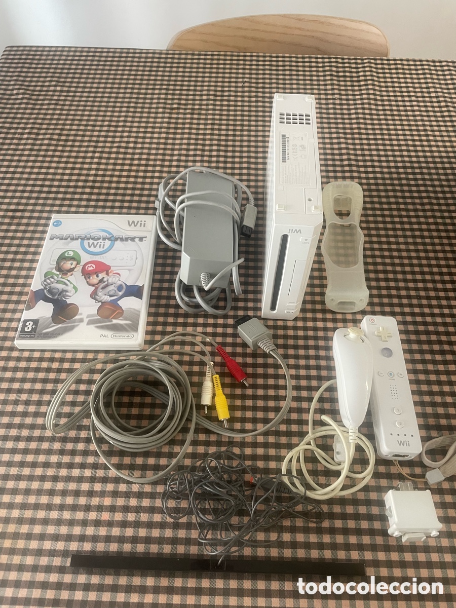 Videojuegos y consolas: Lote Completo Consola Nintendo Wii + Videojuego Mario Kart Wii + Mandos y Accesorios Originales