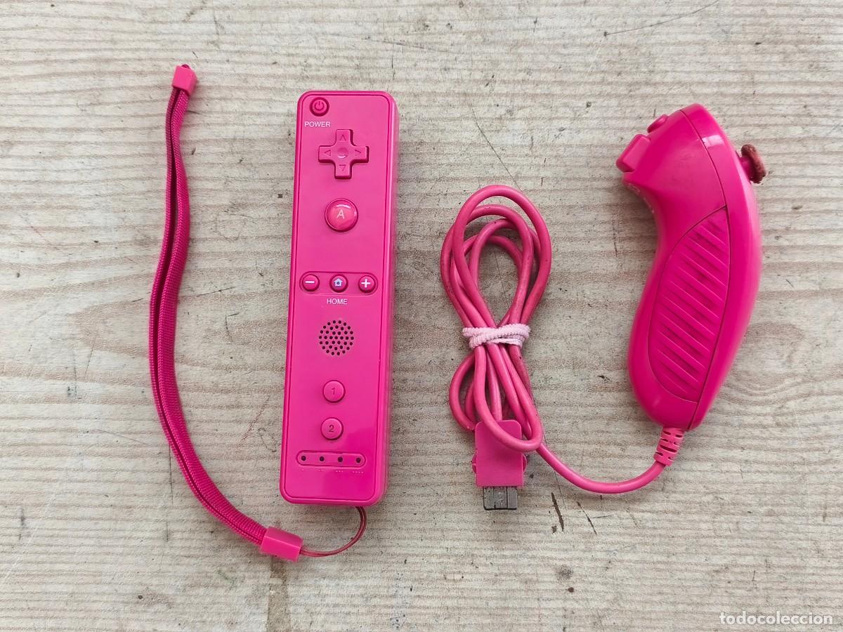 Videojuegos y consolas: Mando Wii Mote + Nunchuk Rosa - No Funcionan Para Piezas