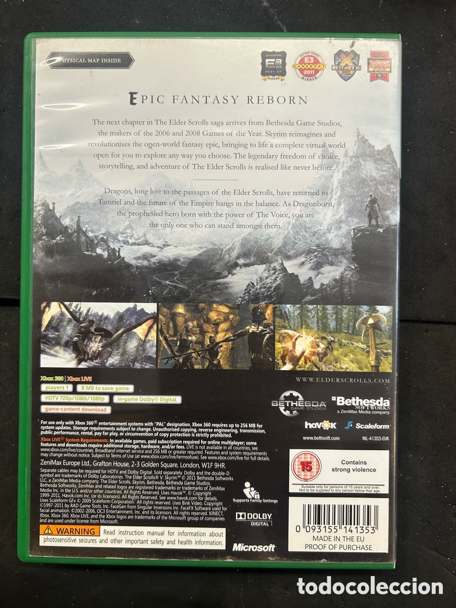 Videojuegos y consolas: Xbox 360 Skyrim contiene manual y mapa - Foto 2