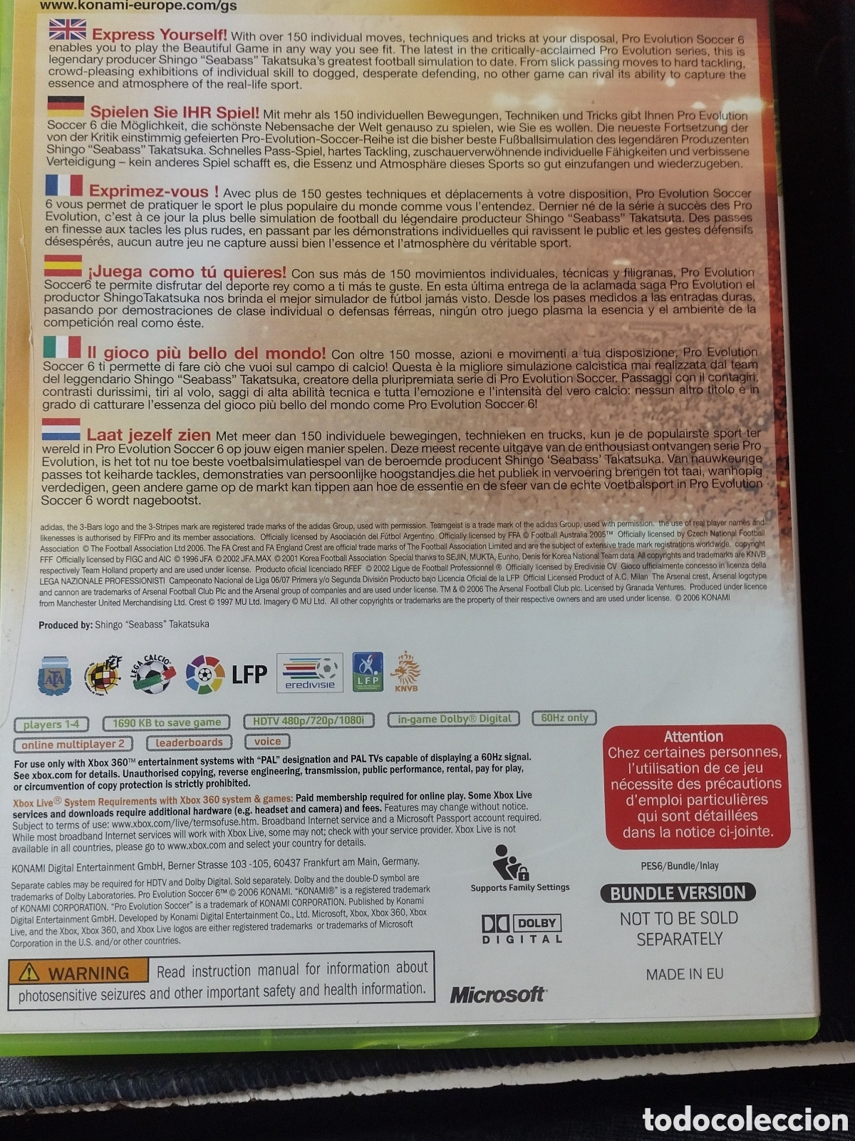 Videojuegos y consolas: Pro evolution soccer 6 -XBOX 360- - Foto 3