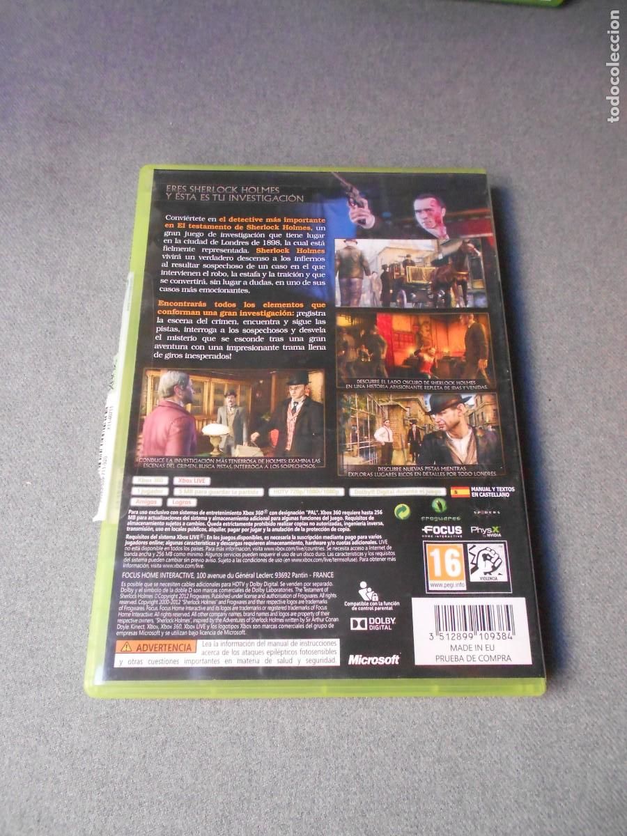 Videojuegos y consolas: X BOX 360. EL TESTAMENTO DE SHELOCK HOLMES - Foto 3