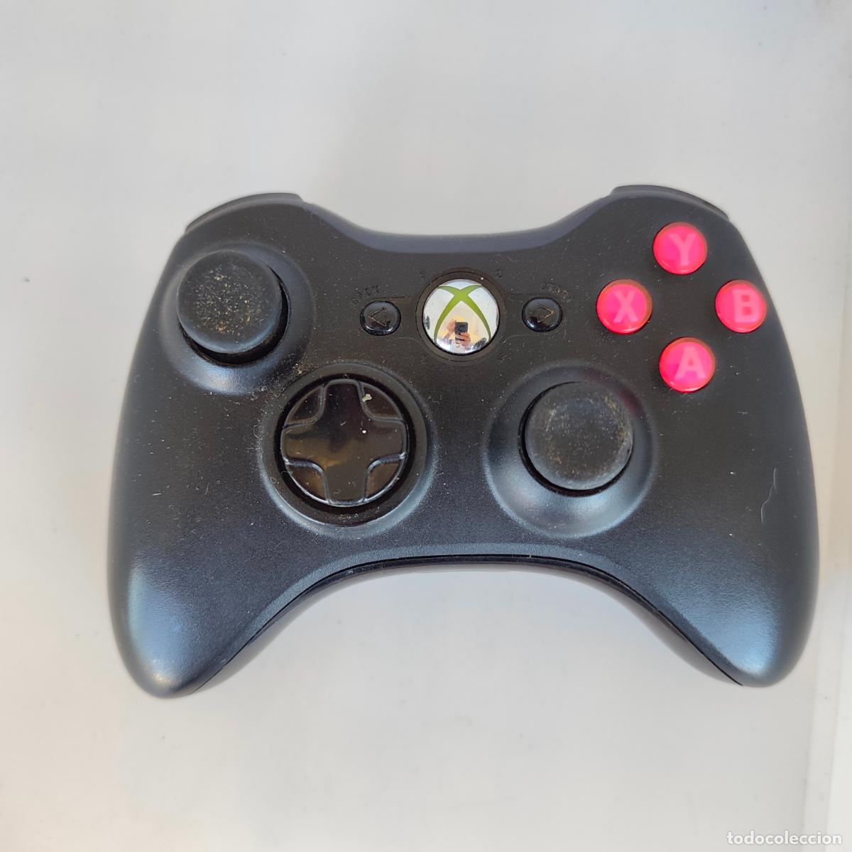 Videojuegos y consolas: Wireless controller mando negro Xbox 360 botones rosas custom