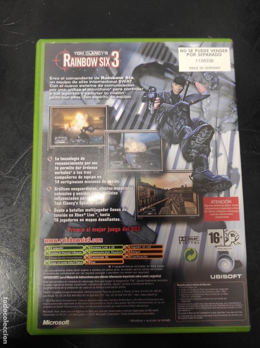 Videojuegos y consolas: Rainbow Six 3 - Microsoft XBOX - PAL ESP Completo - Foto 2