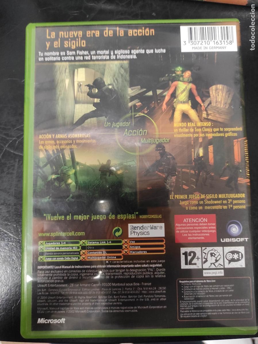 Videojuegos y consolas: Splinter cell Pandora Tomorrow - Microsoft XBOX - PAL ESP Completo - Foto 3