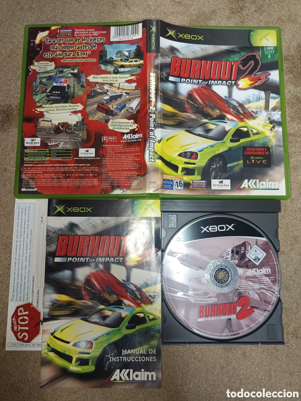 Videojuegos y Consolas: XBOX BURNOUT 2 POINT OF IMPACT PAL ESP COMPLETO