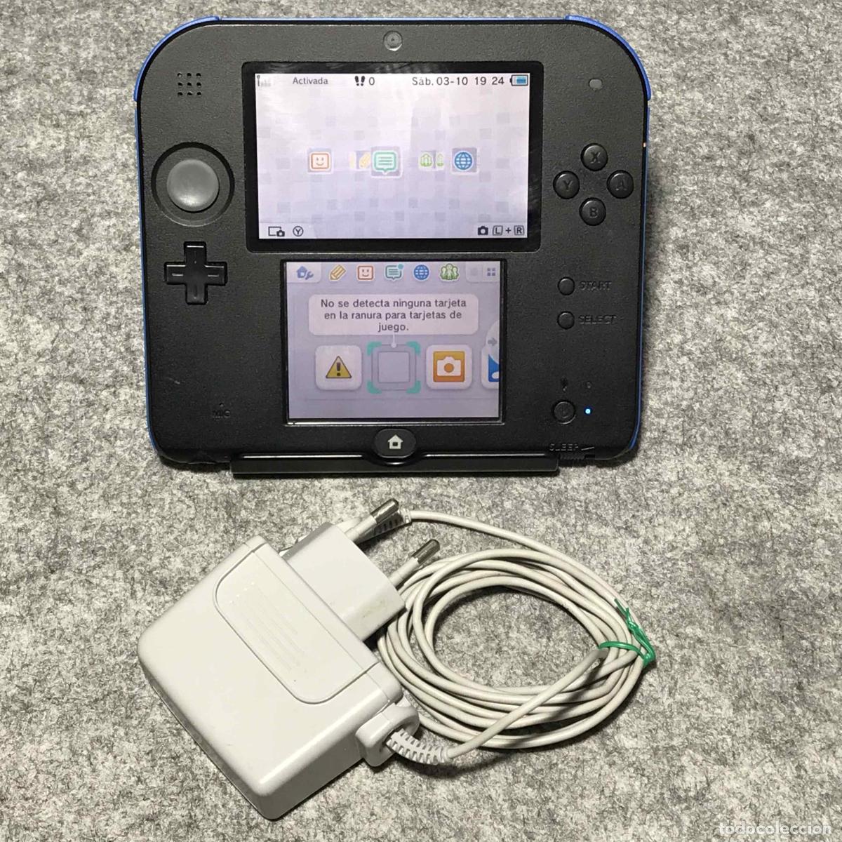 Videojuegos y consolas Nintendo 2DS de segunda mano: CONSOLA NINTENDO 2DS AZUL NEGRO+4GB+AC