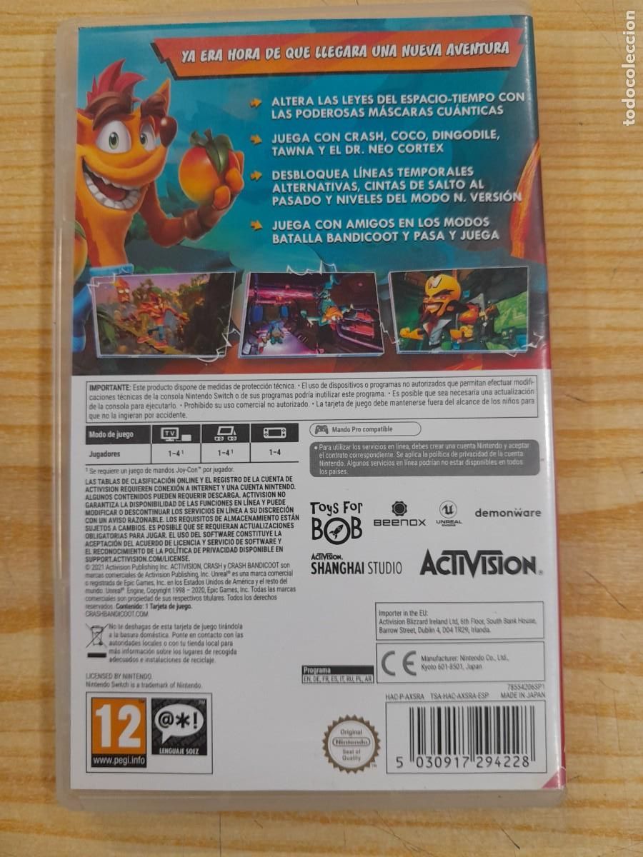 Videojuegos y consolas Nintendo Switch de segunda mano: NINTENDO SWITCH CRASH BANDICOOT 4 ITS ABOUT TIME - Foto 2