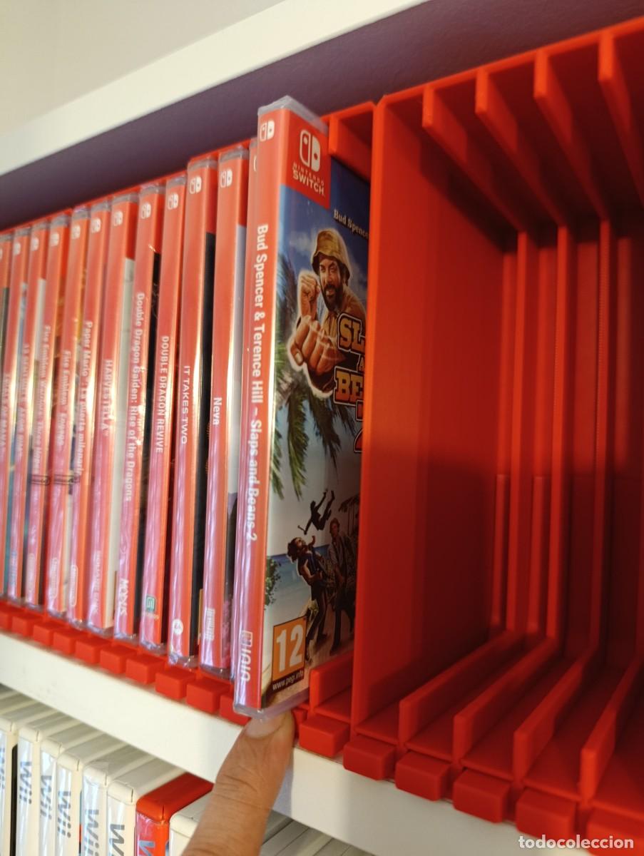 Videojuegos y Consolas Nintendo Switch de segunda mano: Soporte juegos Nintendo Switch Switch2 modular eyectable color rojo 5 huecos impresi&oacute;n 3D