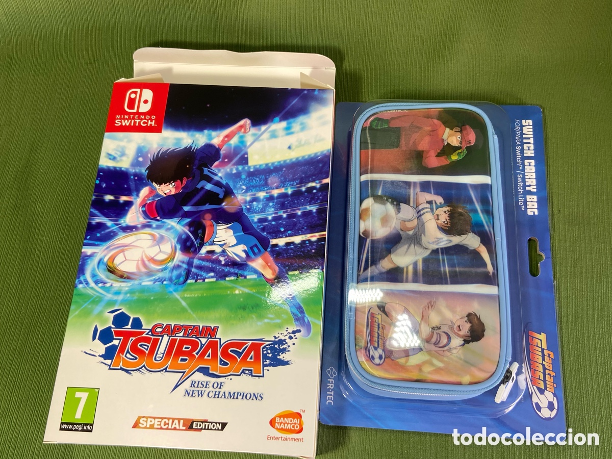 Videojuegos y Consolas Nintendo Switch de segunda mano: Caja y funda de transporte de Captain Tsubasa Special Edition. Nintendo switch. Edici&oacute;n especial.