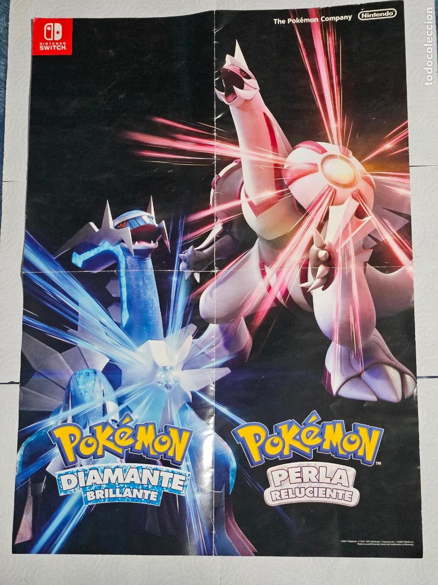 Videojuegos y Consolas Nintendo Switch de segunda mano: P&Oacute;STER A DOBLE CARA exclusivo POK&Eacute;MON DIAMANTE BRILLANTE o PERLA RELUCIENTE