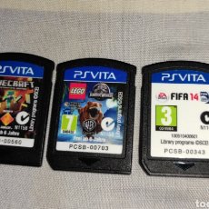 Videojuegos y Consolas PS Vita de segunda mano: LOTE DE 3 JUEGOS DE PS VITA - MINECRAFT - LEGO JURASSIC WORLD - FIFA 14 -. Lote 349336329