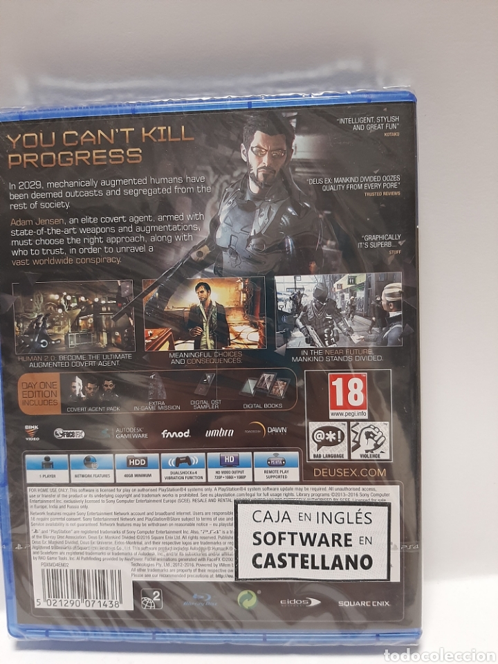 Videojuegos y consolas PS4 de segunda mano: PS4REF.2 Deus ex JUEGO PLAYSTATION 4 NUEVO PRECINTADO - Foto 2