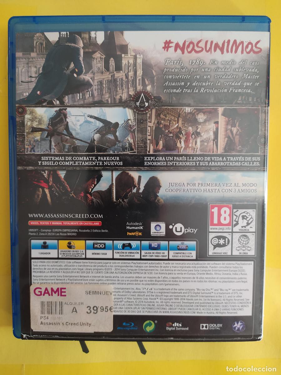 Videojuegos y consolas PS4 de segunda mano: JUEGO PS4 ASSASIN&acute;S CREED UNITY USADO - Foto 3