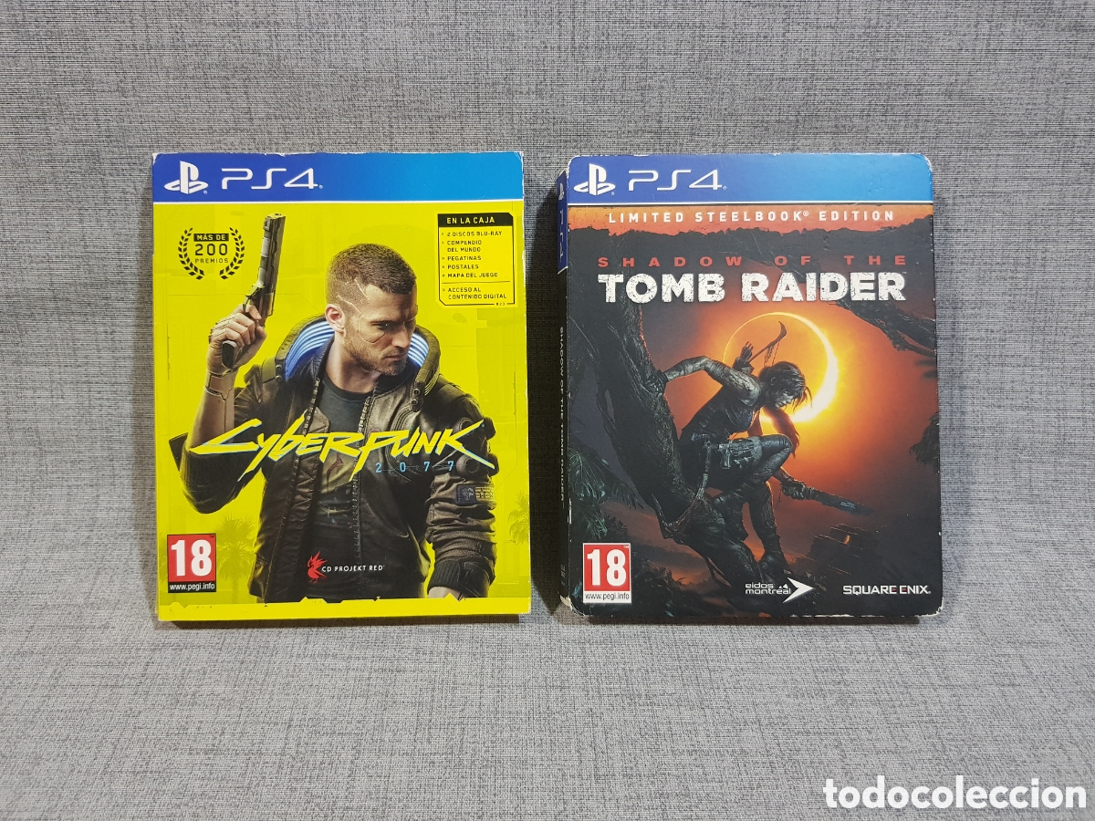 Videojuegos y consolas PS4 de segunda mano: PS4 SHADOW OF THE TOMB RAIDER / CYBERPUNK 2077 FAJAS DE CART&Oacute;N