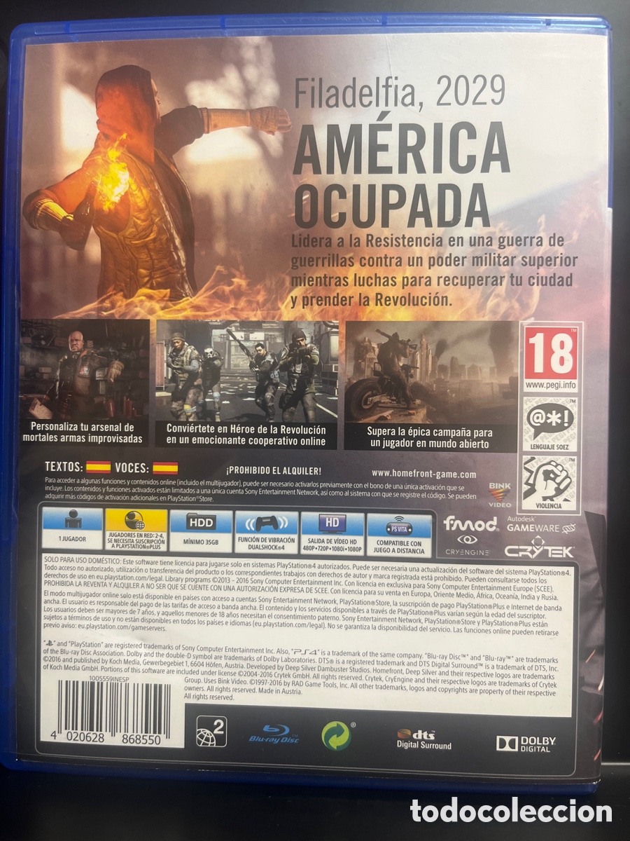 Videojuegos y consolas PS4 de segunda mano: HOMEFRONT : THE REVOLUTION DAMBUSTER STUDIOS PEGI 18 PS4 ( 2016 ) - Foto 2