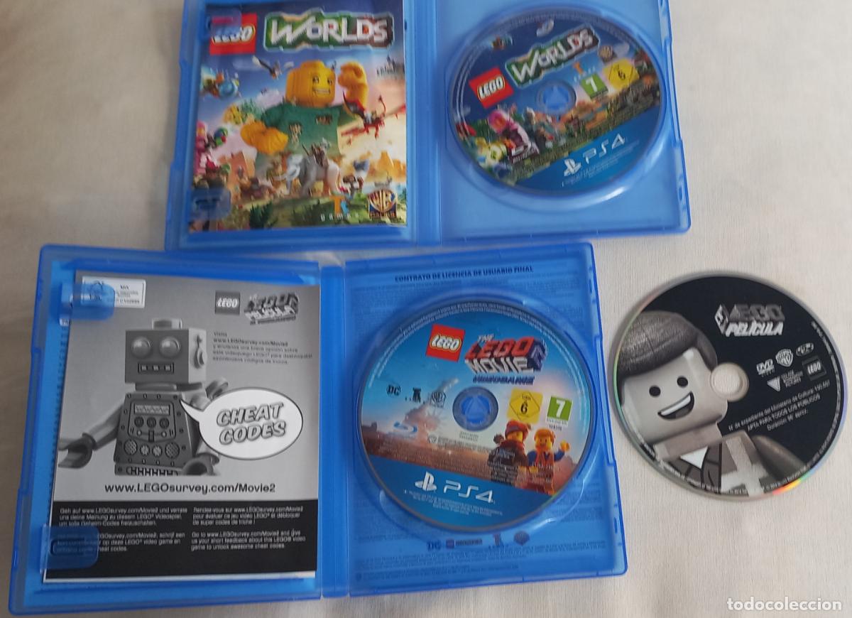 Videojuegos y consolas PS4 de segunda mano: Pack 2 videojuegos LEGO PS4 play Station 4 Lego Worlds + La LEGO Pel&iacute;cula el videojuego + DVD