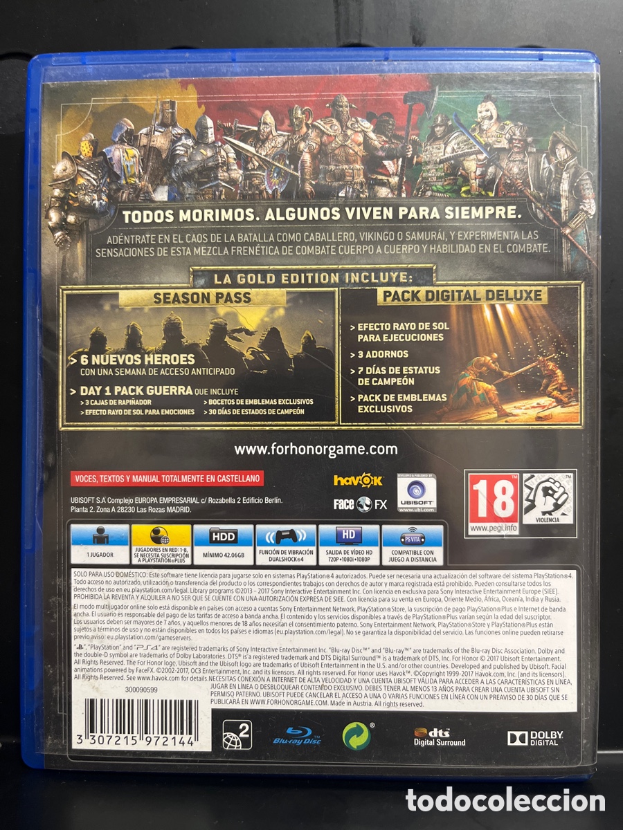 Videojuegos y consolas PS4 de segunda mano: FOR HONOR : GOLD EDITION PS4 PEGI 18 UBISOFT - Foto 2