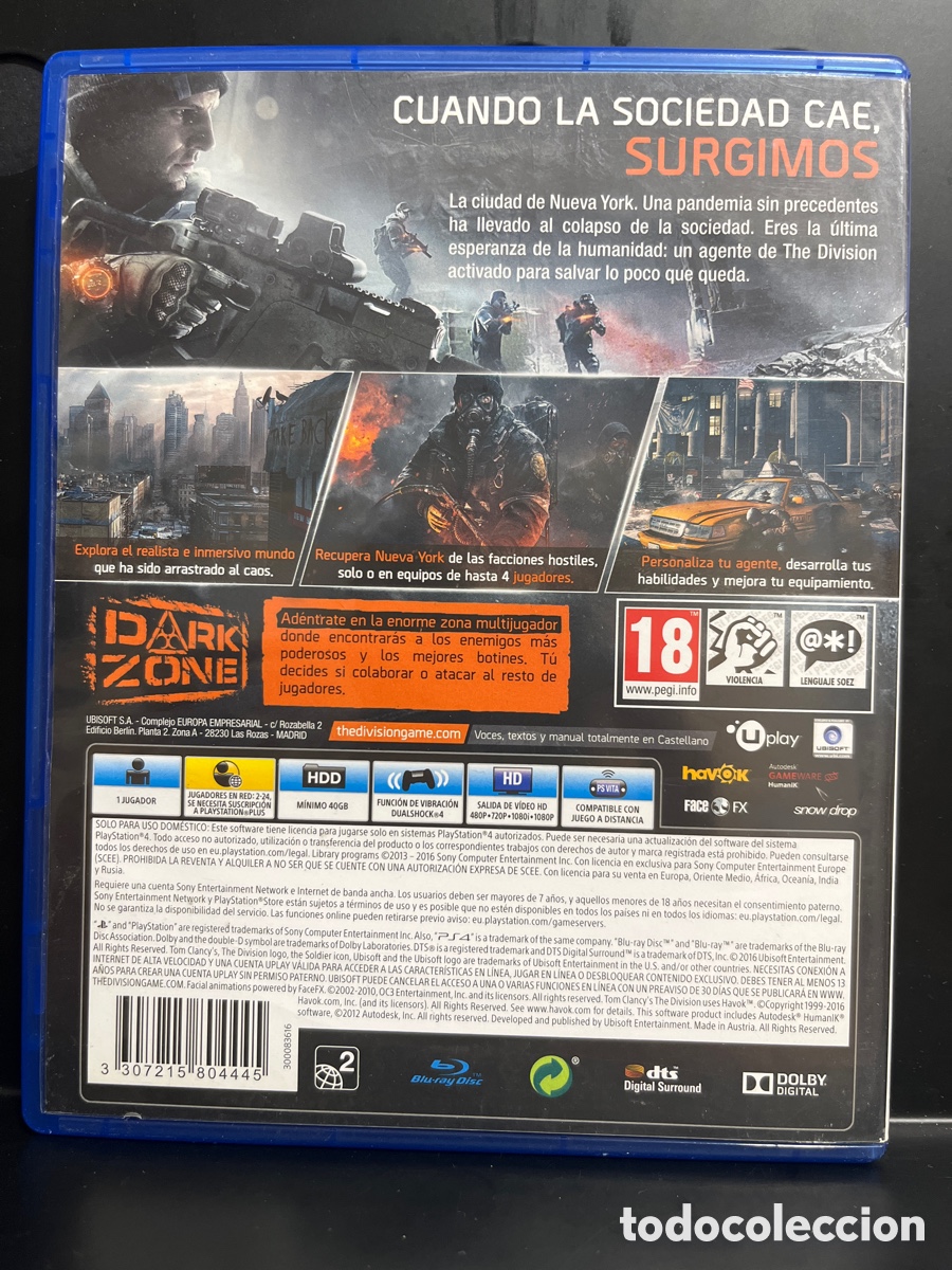 Videojuegos y consolas PS4 de segunda mano: TOM CLANCY&rsquo;S : THE DIVISION PS4 NR 18 UBISOFT - Foto 2