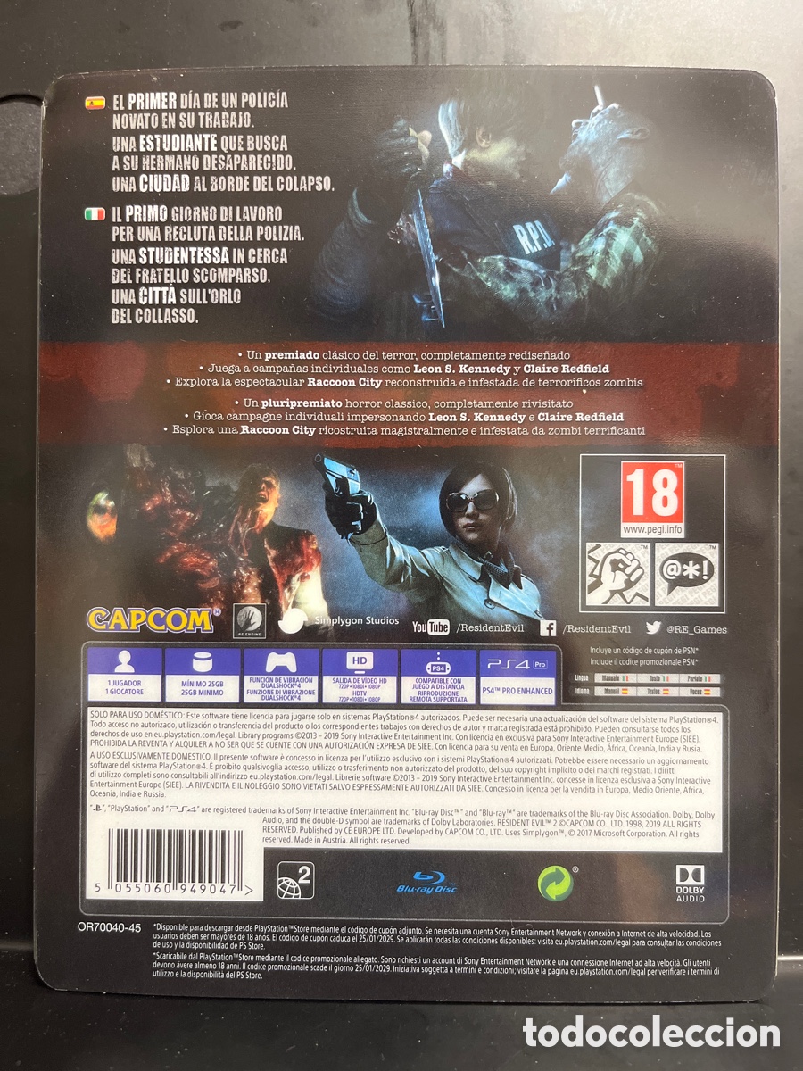 Videojuegos y consolas PS4 de segunda mano: RESIDENT EVIL 2 PS4 PEGI 18 CAPCOM - Foto 5
