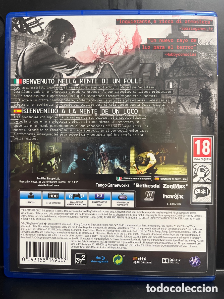 Videojuegos y consolas PS4 de segunda mano: THE EVIL WITHIN PS4 PEGI 18 TANGO GAMEWORKS BETHESDA - Foto 2