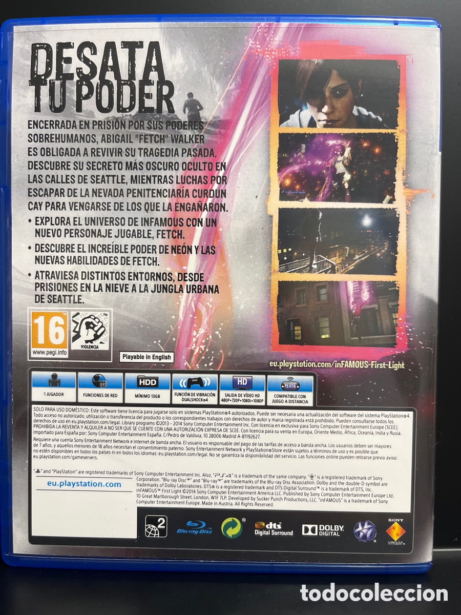 Videojuegos y consolas PS4 de segunda mano: INFAMOUS : FIRST LIGHT PS4 PEGI 16 SP - Foto 2
