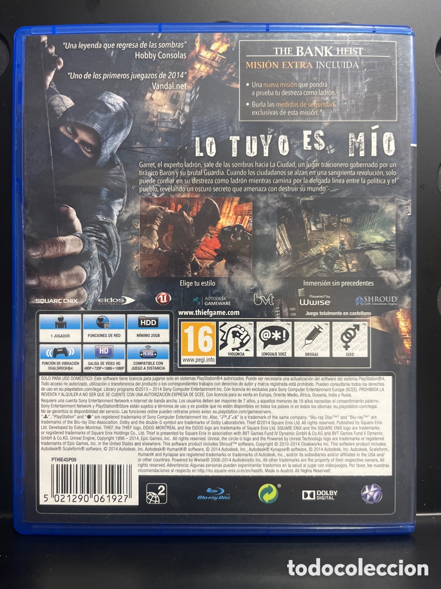 Videojuegos y consolas PS4 de segunda mano: THIEF PS4 PEGI 16 EIDOS SQUARE ENIX - Foto 2