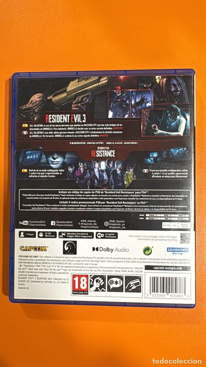Videojuegos y consolas PS5 de segunda mano: Resident Evil 3 Remake [PlayStation 5] - Foto 2