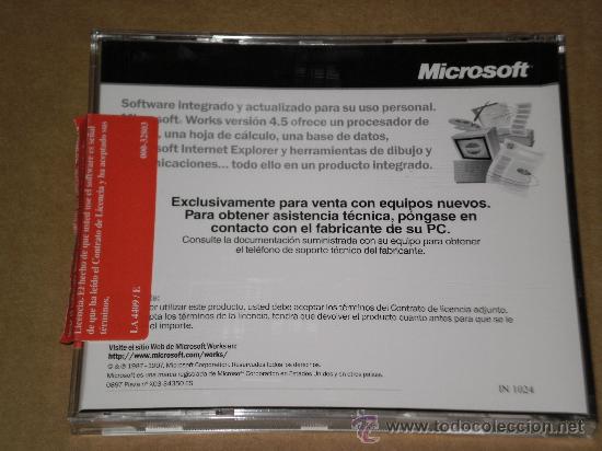 Videojuegos y consolas: CD CON NUMERO DE SERIE ORIGINAL , MICROSOFT WORKS VERSION 4.5 ( A&Ntilde;O 1997 ) . - Foto 3
