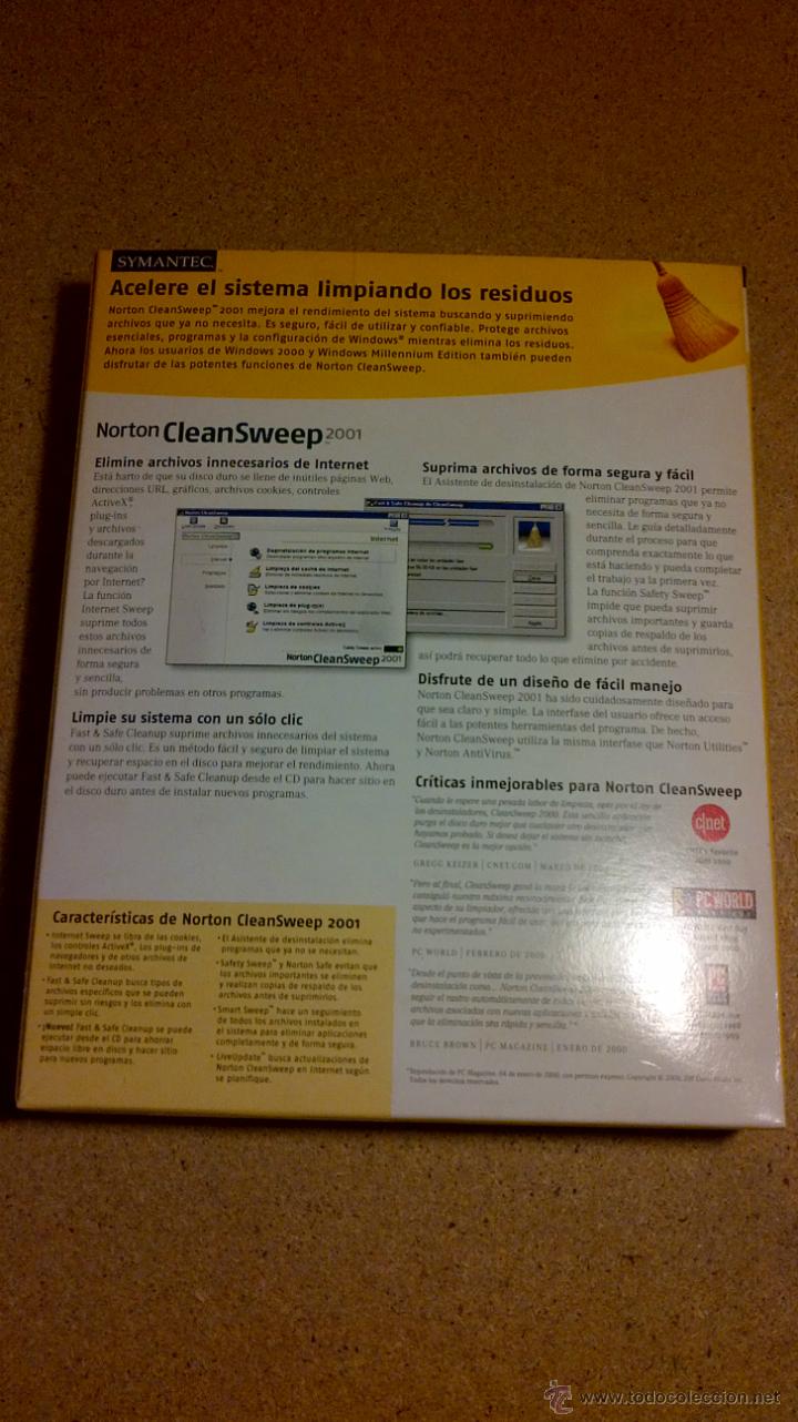 Videojuegos y consolas: NORTON CLEAN SWEEP 2001 PROGRAMA APLICACION PC - Foto 3