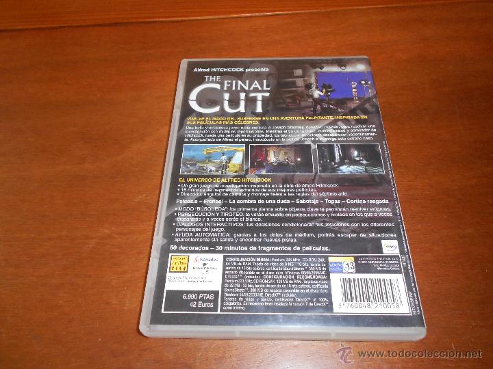 Videojuegos y consolas: THE FINAL CUT PC CD ROM, ALFRED HITCHCOCK VERSI&Oacute;N &Iacute;NTEGRA EN CASTELLANO - Foto 3