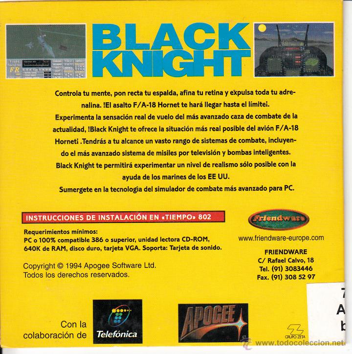 Videojuegos y consolas: BLACK KNIGHT. SIMULADOR DE COMBATE A&Eacute;REO. VERSI&Oacute;N COMPLETA. - Foto 2