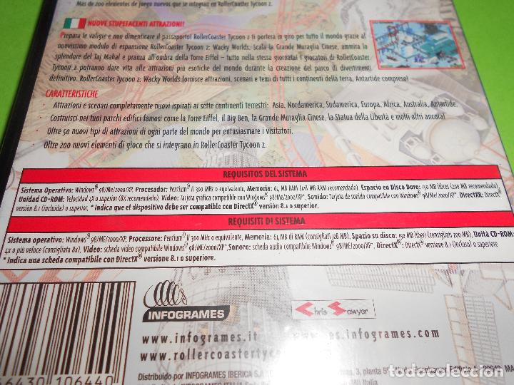 Videojuegos y consolas: ROLLERCOASTER TYCOON 2 (WACKY WORLDS ) - PC CD-ROM - EXPANSION PACK - INFOGRAMES - Foto 4