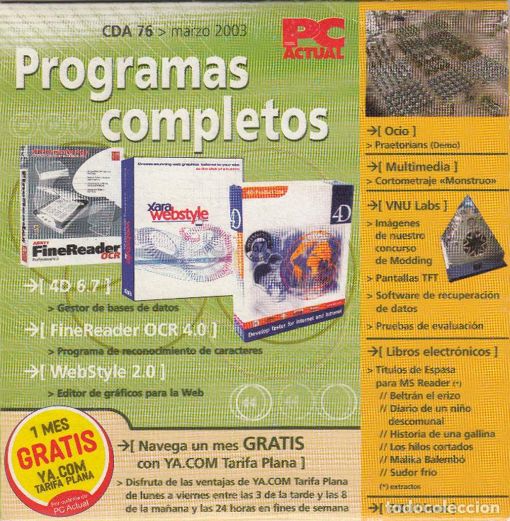 Videojuegos y consolas: CD-ROM DE LA REVISTA PC ACTUAL, CDA 76. MARZO 2003. PROGRAMAS COMPLETOS. - Foto 1