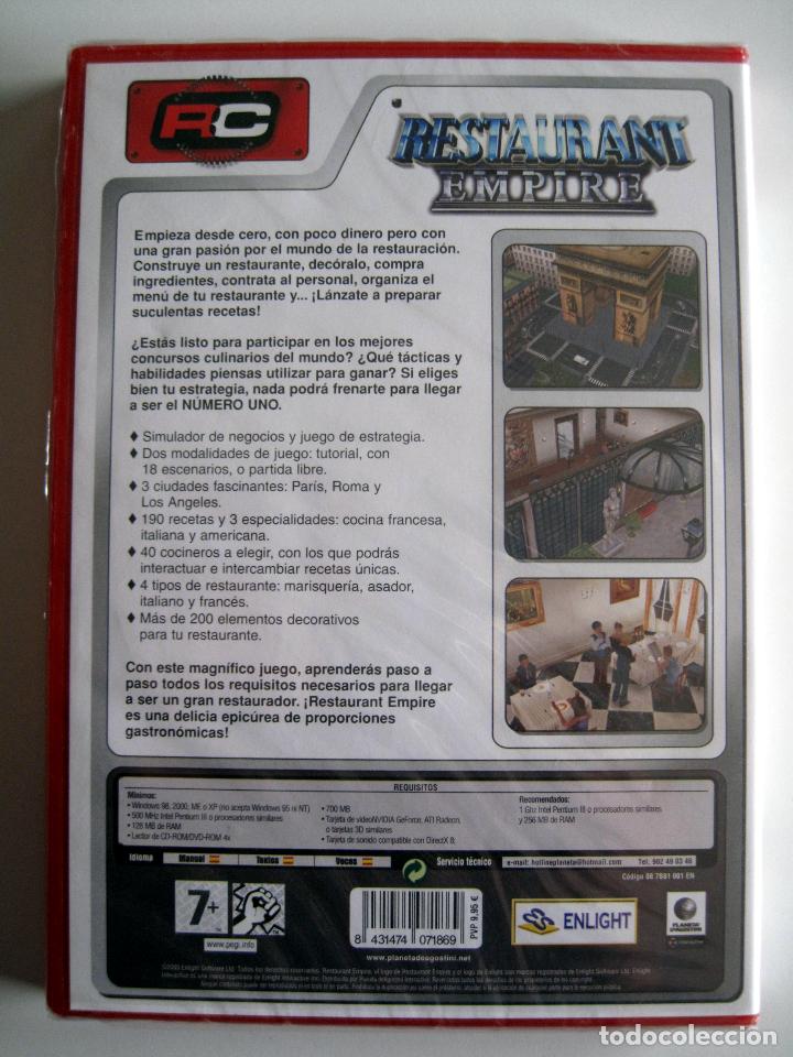 Videojuegos y consolas: RESTAURANT EMPIRE &bull; PC CD-ROM (Nuevo precintado) - Foto 2